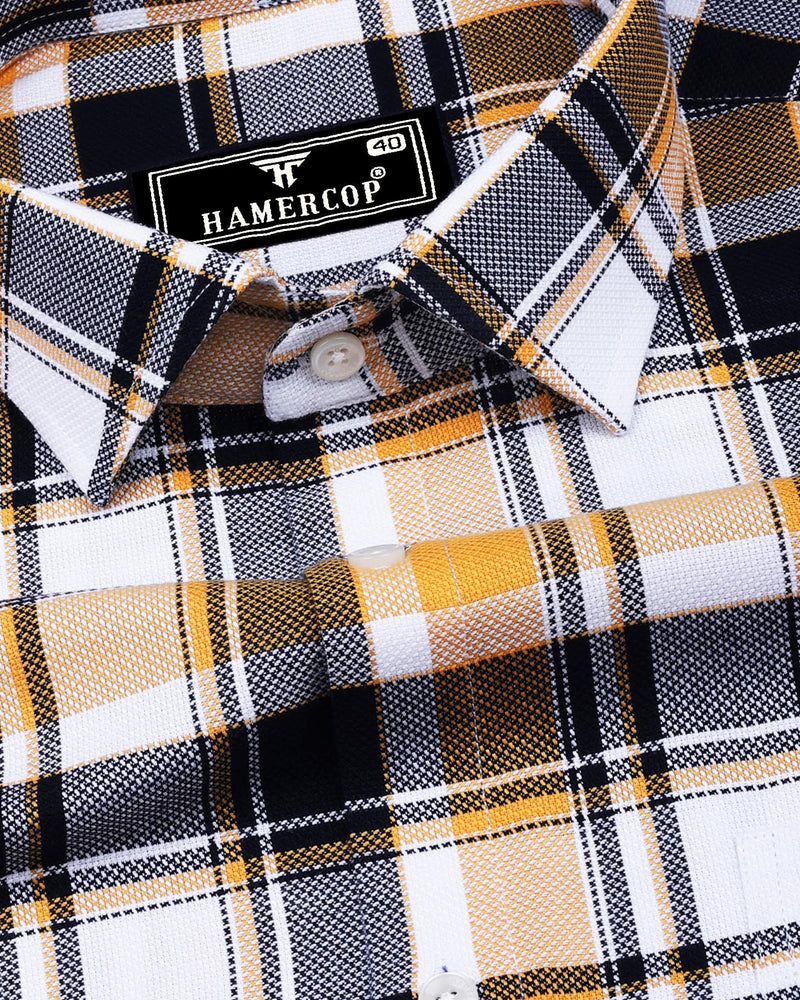 Procida Yellow Multicolor Check Dobby Cotton Shirt