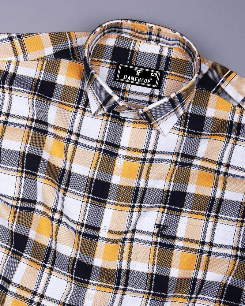 Procida Yellow Multicolor Check Dobby Cotton Shirt