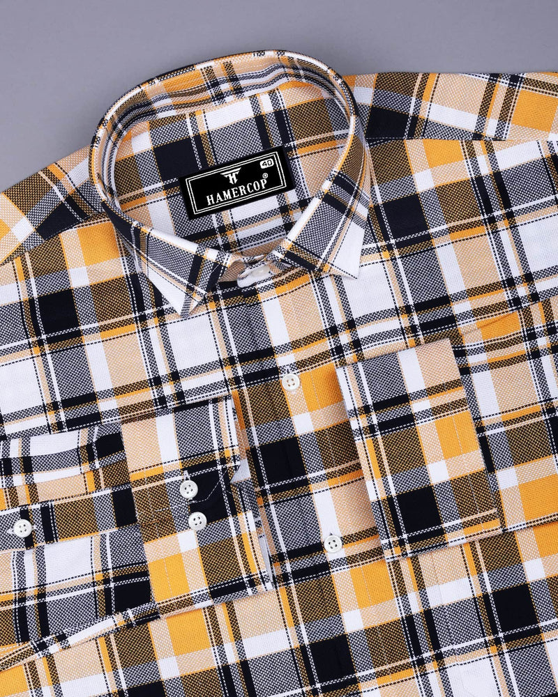 Procida Yellow Multicolor Check Dobby Cotton Shirt