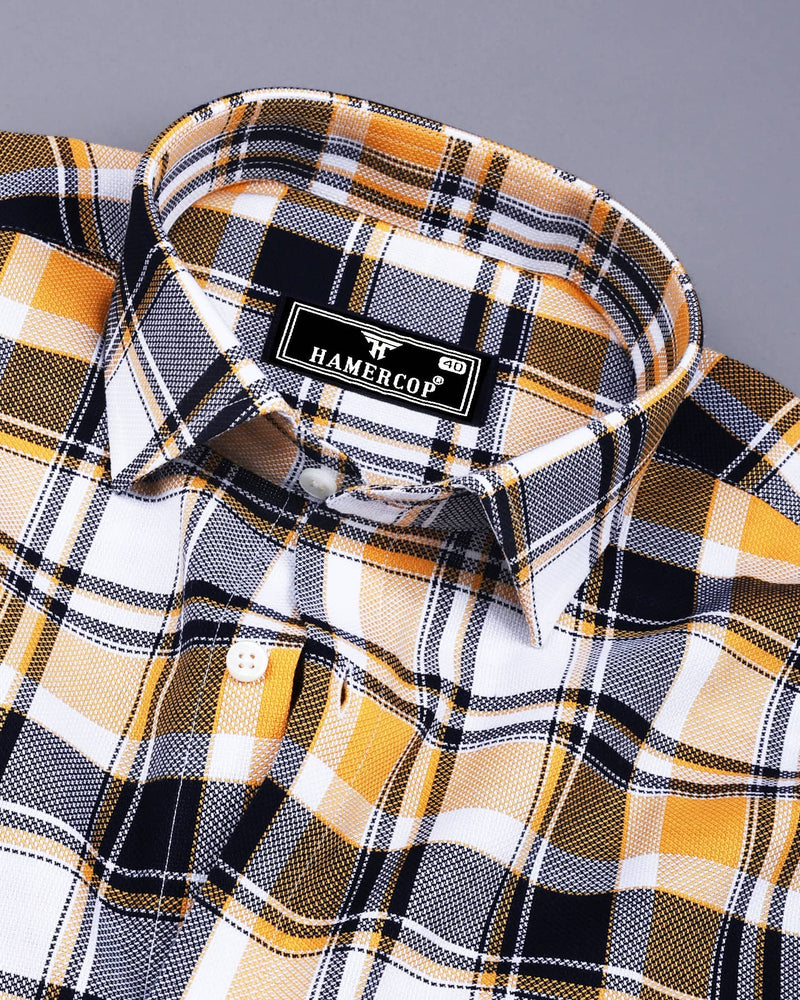 Procida Yellow Multicolor Check Dobby Cotton Shirt