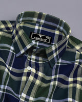 Rifle Green With Navyblue Multicolor Check Dobby Cotton Shirt