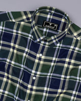 Rifle Green With Navyblue Multicolor Check Dobby Cotton Shirt