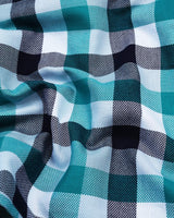 Ocean Blue Multicolor Sudoku Check Dobby Cotton Shirt