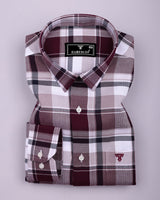Pomaz Maroon Multicolor Check Dobby Cotton Shirt