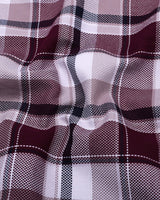 Pomaz Maroon Multicolor Check Dobby Cotton Shirt
