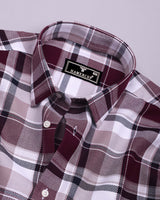 Pomaz Maroon Multicolor Check Dobby Cotton Shirt