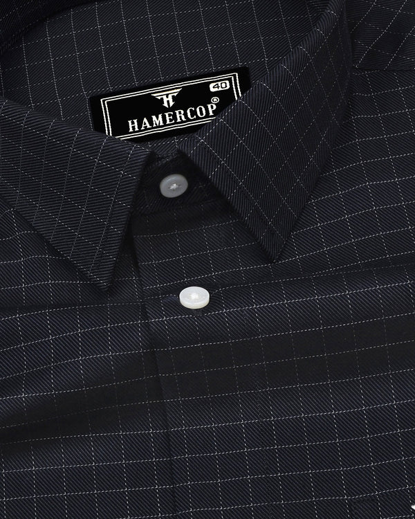 Aranos Black With Cream Check Premium Giza Shirt