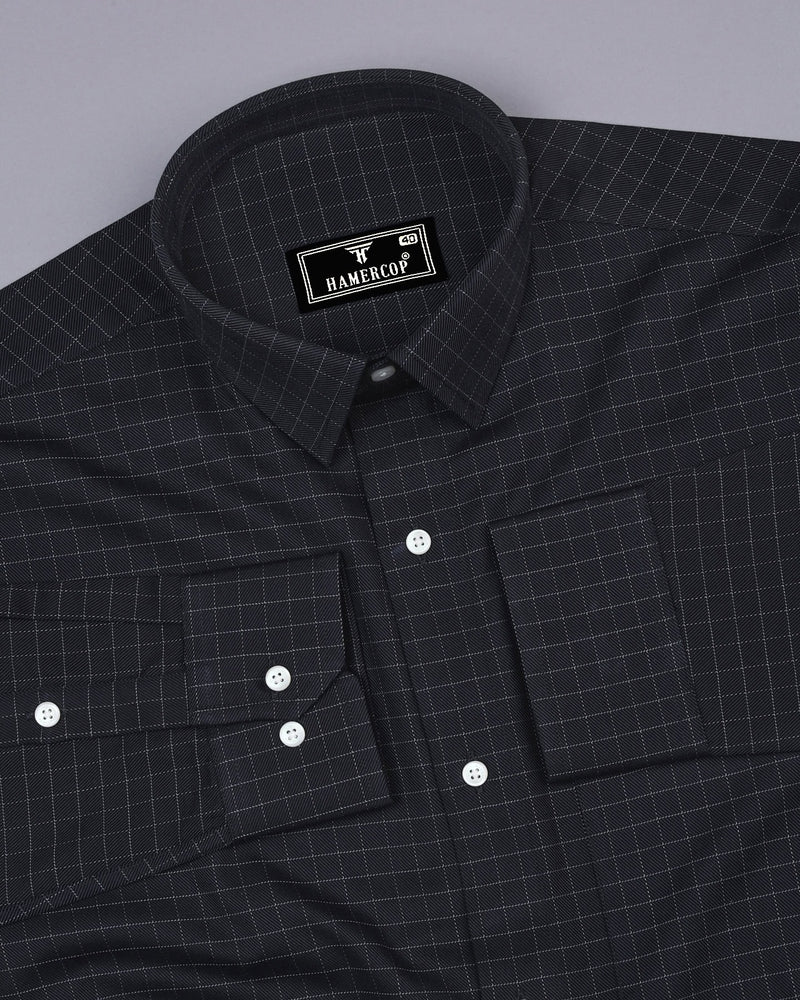 Aranos Black With Cream Check Premium Giza Shirt