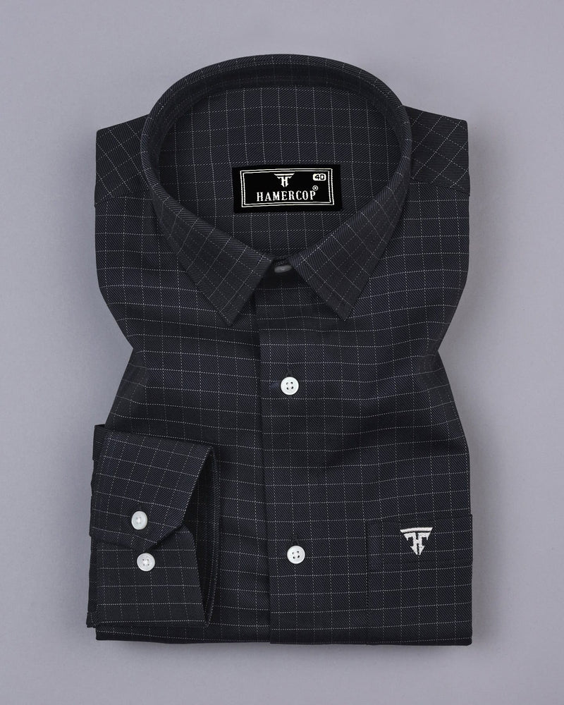 Aranos Black With Cream Check Premium Giza Shirt