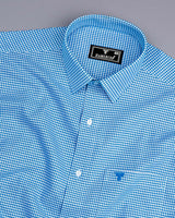 Lolo Water Blue With White Small Check Oxford Cotton Shirt