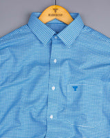 Lolo Water Blue With White Small Check Oxford Cotton Shirt