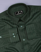 Green With Sliver Dobby Gamming Wrex Weft Stripe Cotton Shirt