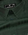 Green With Sliver Dobby Gamming Wrex Weft Stripe Cotton Shirt