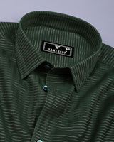 Green With Sliver Dobby Gamming Wrex Weft Stripe Cotton Shirt