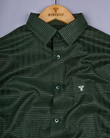 Green With Sliver Dobby Gamming Wrex Weft Stripe Cotton Shirt