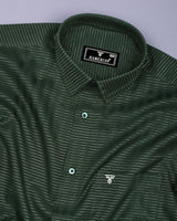 Green With Sliver Dobby Gamming Wrex Weft Stripe Cotton Shirt