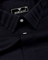 Black Self Weft Stripe Dobby Cotton Shirt