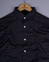 Black Self Weft Stripe Dobby Cotton Shirt