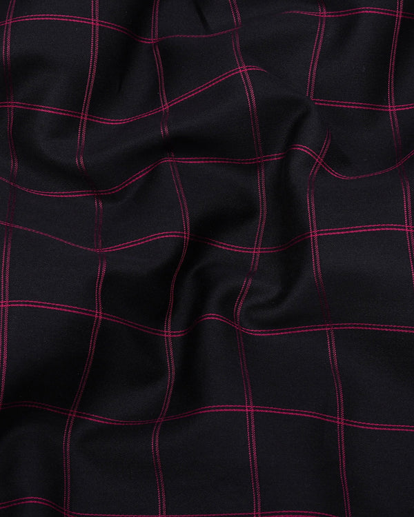 Monor Pink With Black Check Premium Cotton Shirt