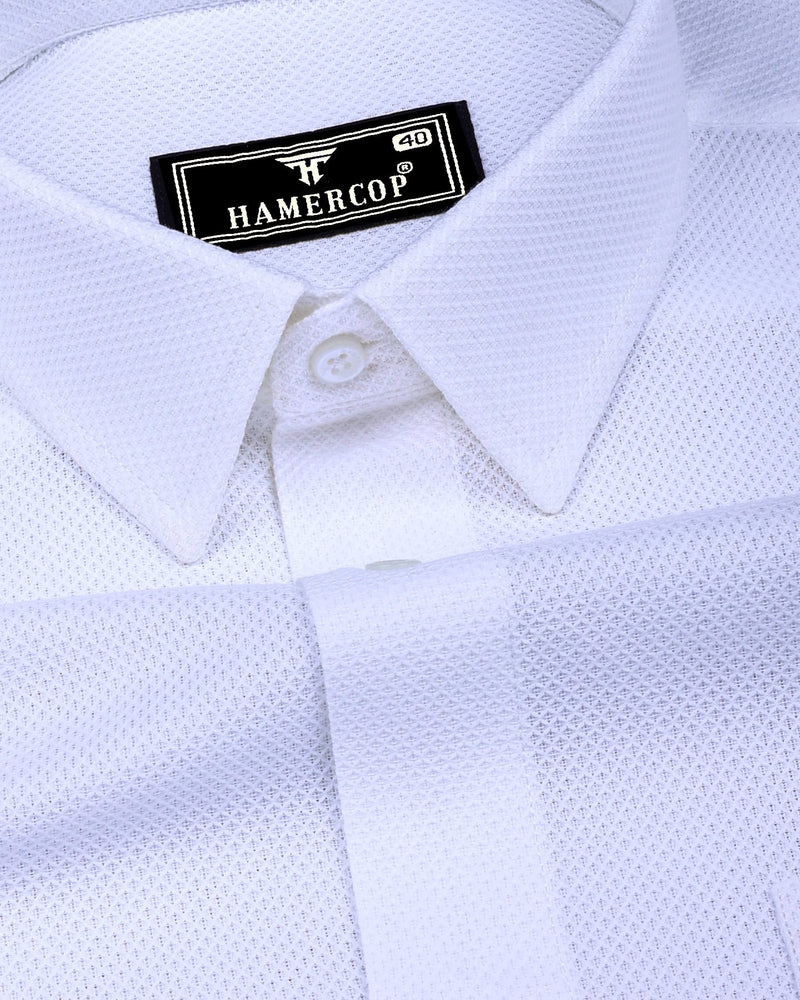 Superior White Dobby Textured Formal Cotton Shirt