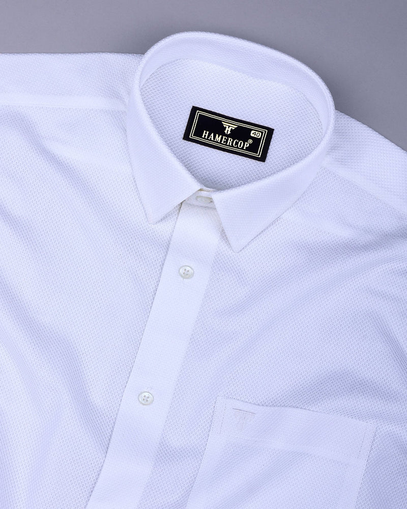 Superior White Dobby Textured Formal Cotton Shirt