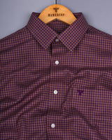 Purple With Mustard Plaid Flannel Twill Check Cotton Shirt