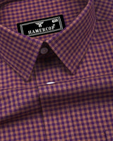 Purple With Mustard Plaid Flannel Twill Check Cotton Shirt