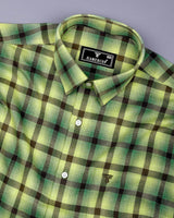 Bresso Green Plaid Flannel Twill Check Cotton Shirt