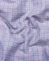 Gray Melange With Purple Plaid Flannel Check Cotton Shirt