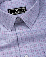 Gray Melange With Purple Plaid Flannel Check Cotton Shirt