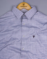 Gray Melange With Purple Plaid Flannel Check Cotton Shirt