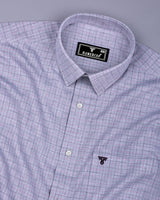 Gray Melange With Purple Plaid Flannel Check Cotton Shirt