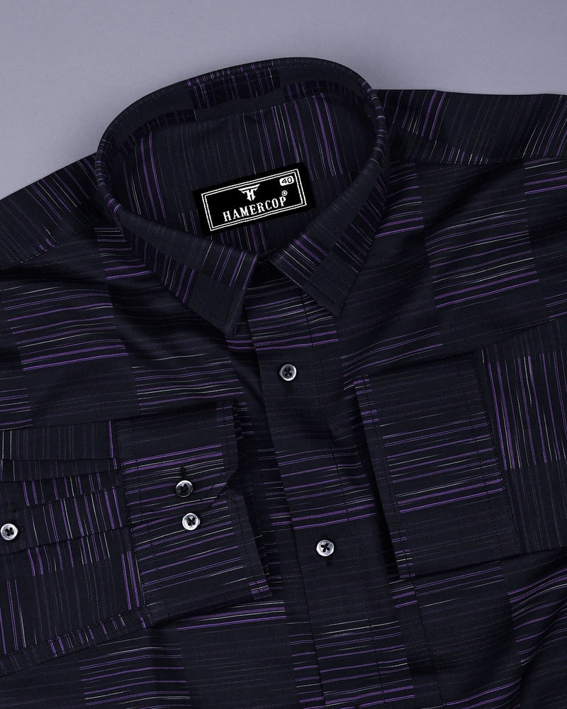 Alford Black With Purple Check Premium Giza Cotton Shirt