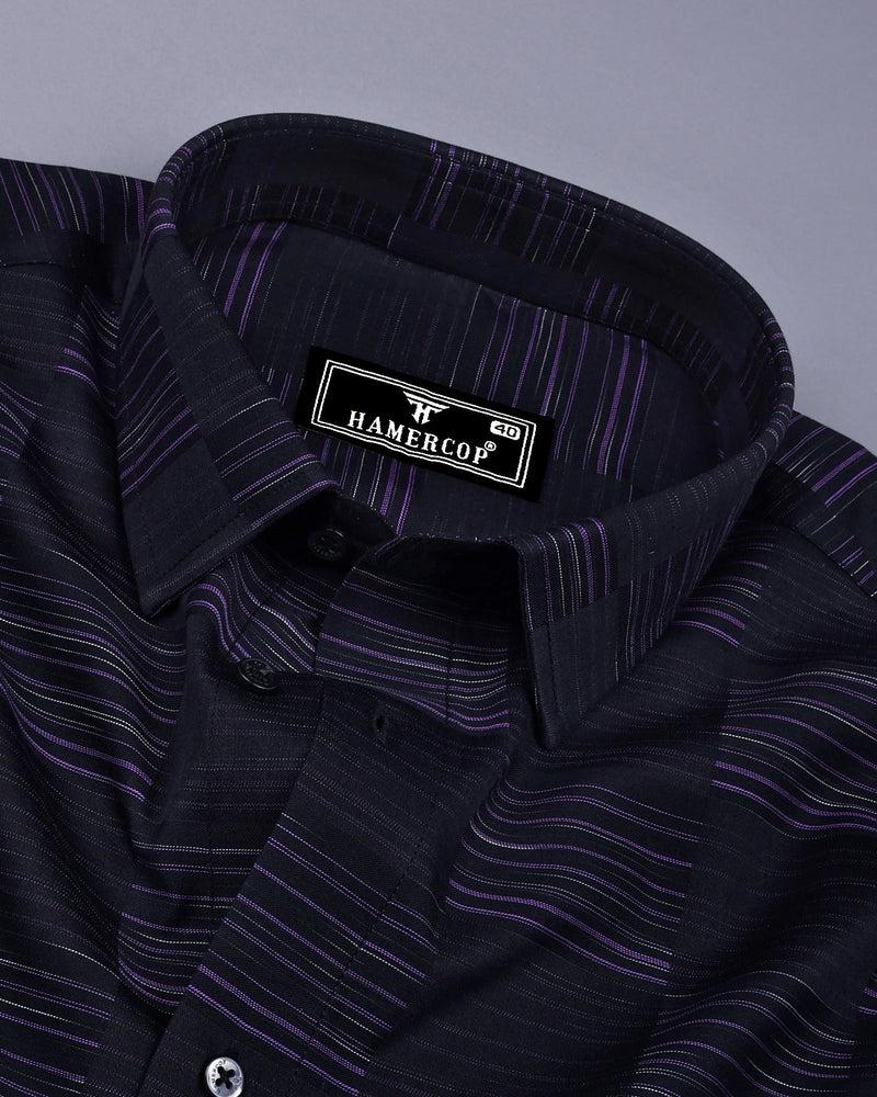 Alford Black With Purple Check Premium Giza Cotton Shirt