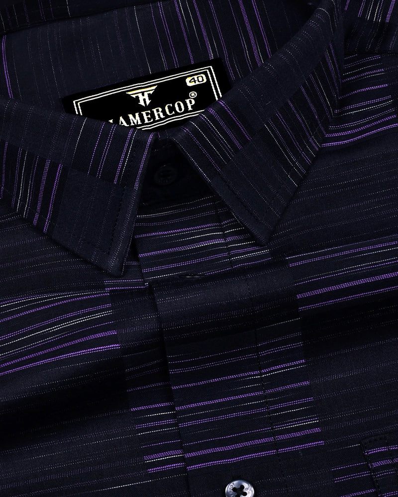 Alford Black With Purple Check Premium Giza Cotton Shirt