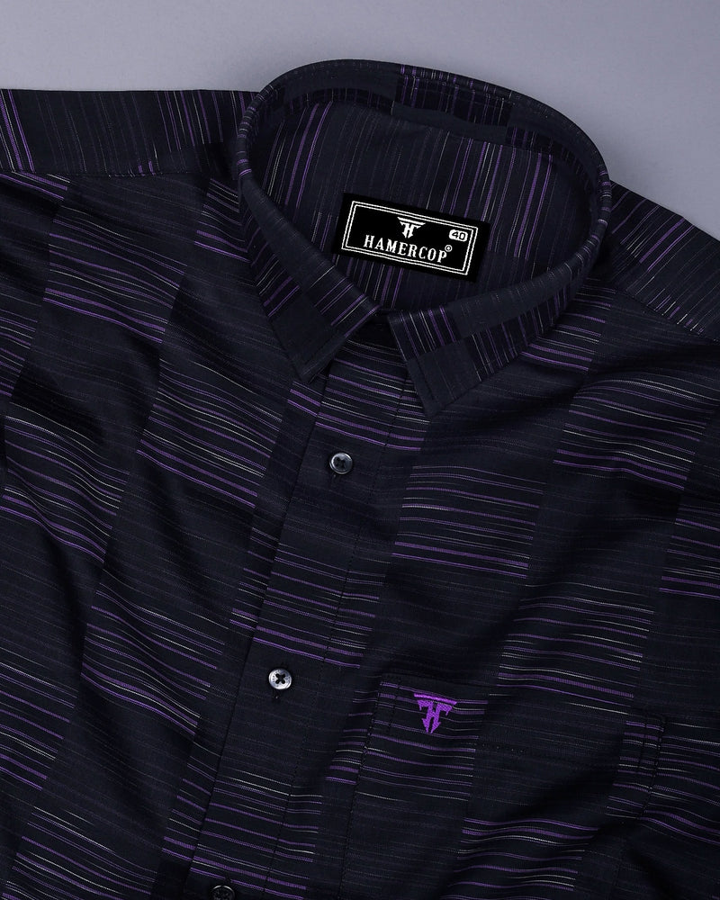 Alford Black With Purple Check Premium Giza Cotton Shirt