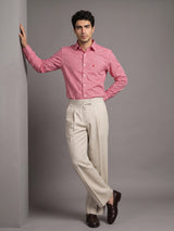 Opsin Cranberry Pink Houndstooth Check Amsler Cotton Shirt