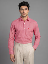 Opsin Cranberry Pink Houndstooth Check Amsler Cotton Shirt
