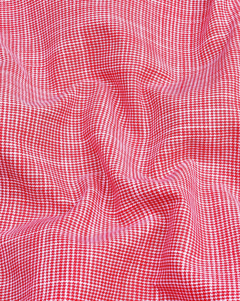 Opsin Cranberry Pink Houndstooth Check Amsler Cotton Shirt