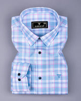 Lumpkin Blue With White Dobby Check Cotton Shirt