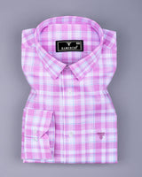 Lumpkin Pink With White Dobby Check Cotton Shirt