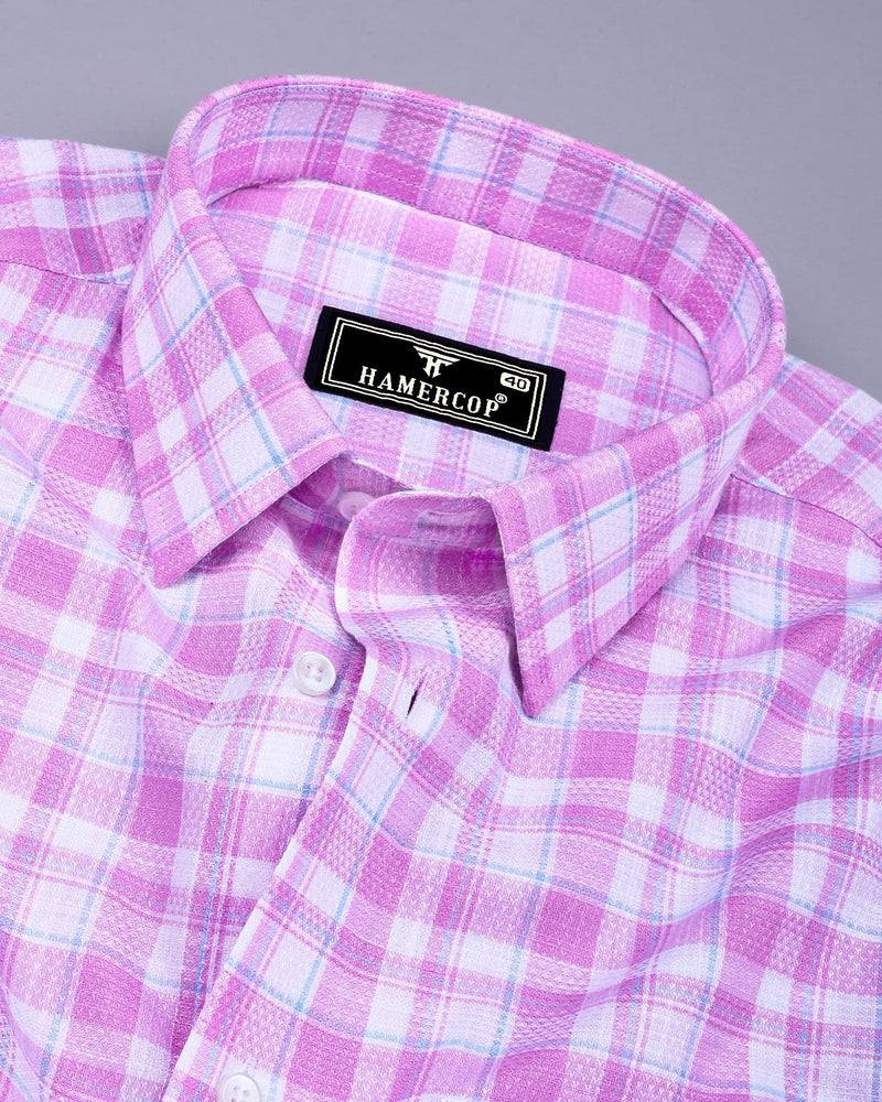 Lumpkin Pink With White Dobby Check Cotton Shirt