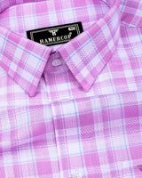 Lumpkin Pink With White Dobby Check Cotton Shirt