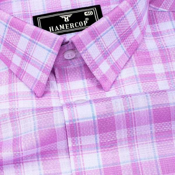 Pink White Dobby Check Cotton Shirt – Hamercop