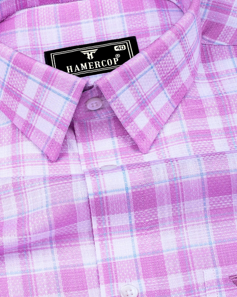 Lumpkin Pink With White Dobby Check Cotton Shirt