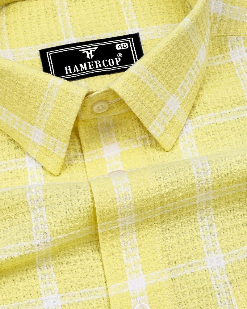 Tornio Yellow Waffle Dobby Check Shirt – Hamercop