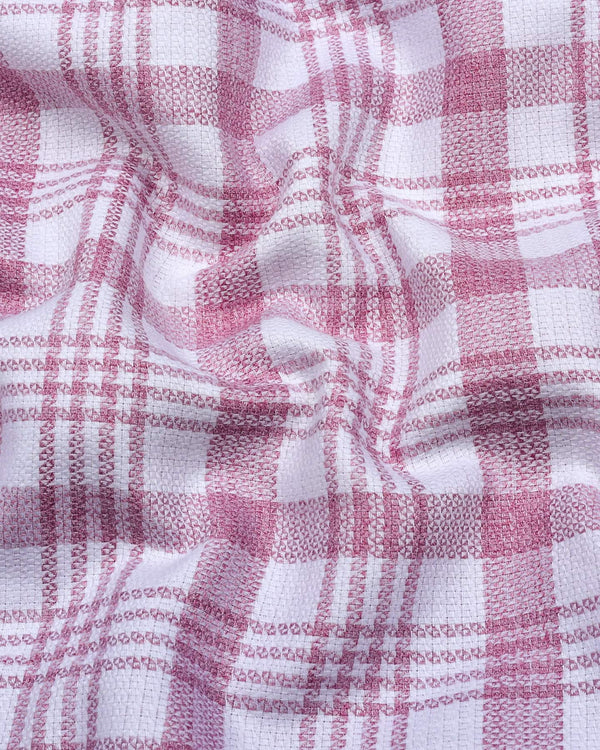 Dynesty Pink With White Check Dobby Cotton Shirt