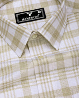 Dynesty Cream With White Check Dobby Cotton Shirt