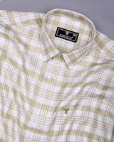 Dynesty Cream With White Check Dobby Cotton Shirt
