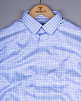 Toxic Blue With White Check Premium Giza Shirt